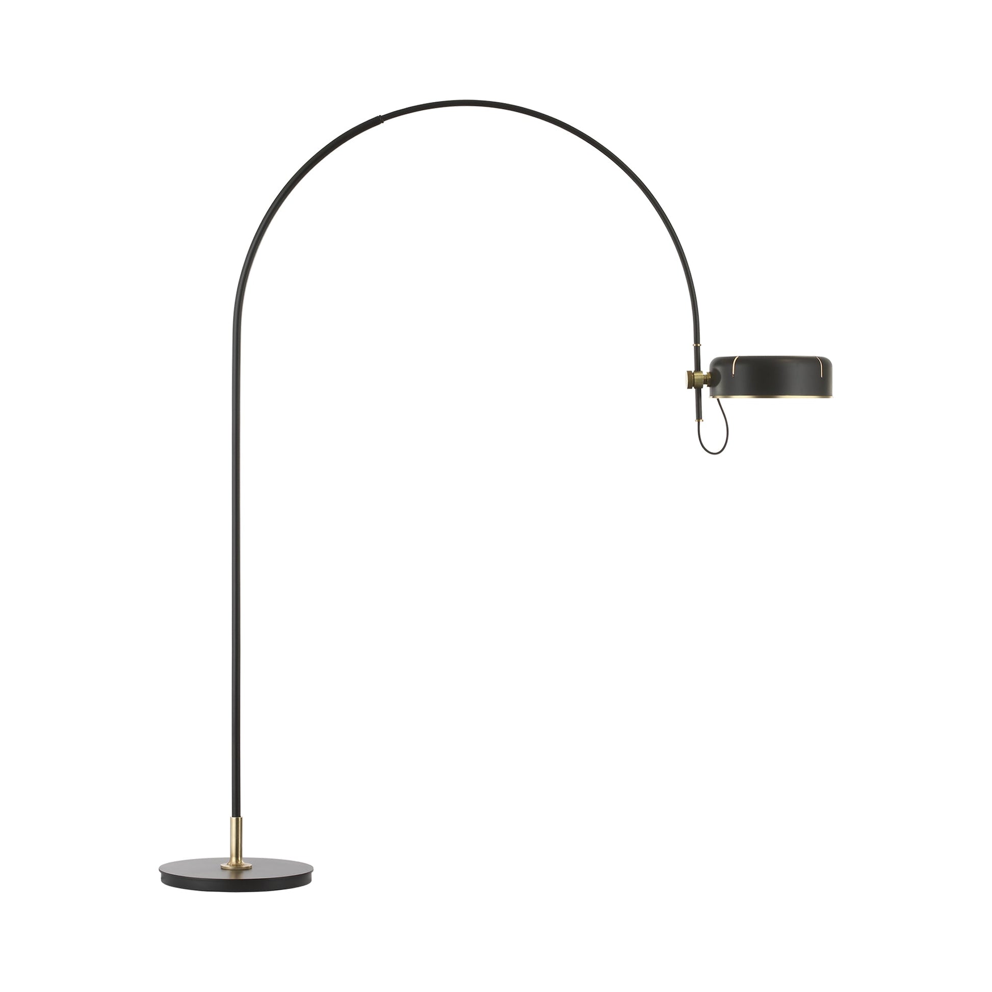 Oso LED Arc Floor Lamp in Modern Iron and Hand-Rubbed Antique Brass/Modern Iron.