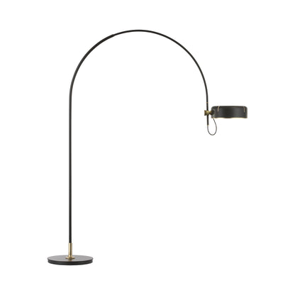 Oso LED Arc Floor Lamp in Modern Iron and Hand-Rubbed Antique Brass/Modern Iron.