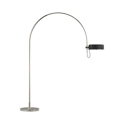 Oso LED Arc Floor Lamp in Polished Nickel/Matte Black.