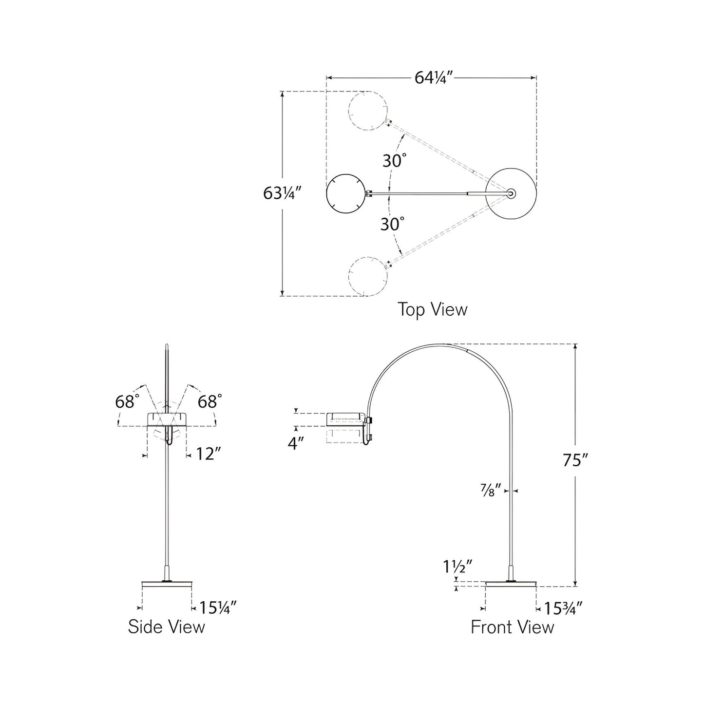 Oso LED Arc Floor Lamp - line drawing.