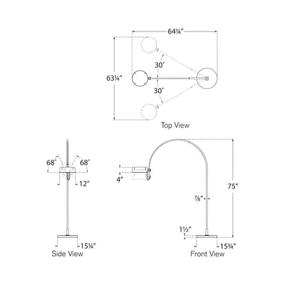 Oso LED Arc Floor Lamp - line drawing.
