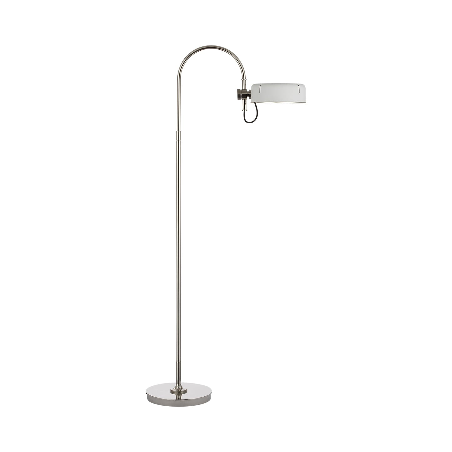 Oso LED Floor Lamp in Polished Nickel/Matte White.