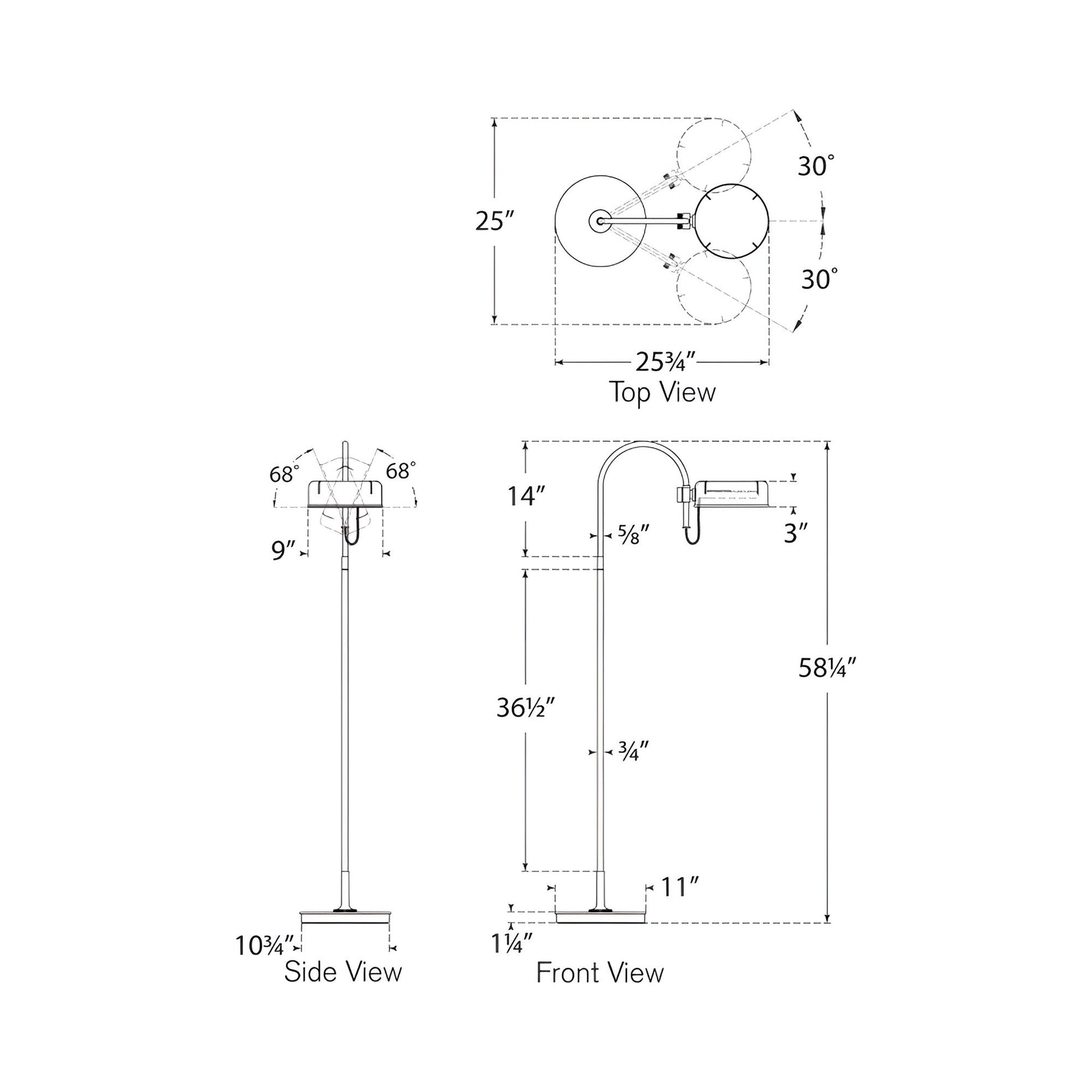 Oso LED Floor Lamp - line drawing.
