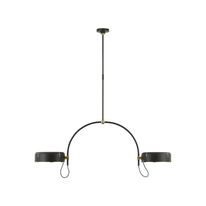 Oso LED Linear Arched Pendant Light in Modern Iron and Hand-Rubbed Antique Brass/Modern Iron (Small).