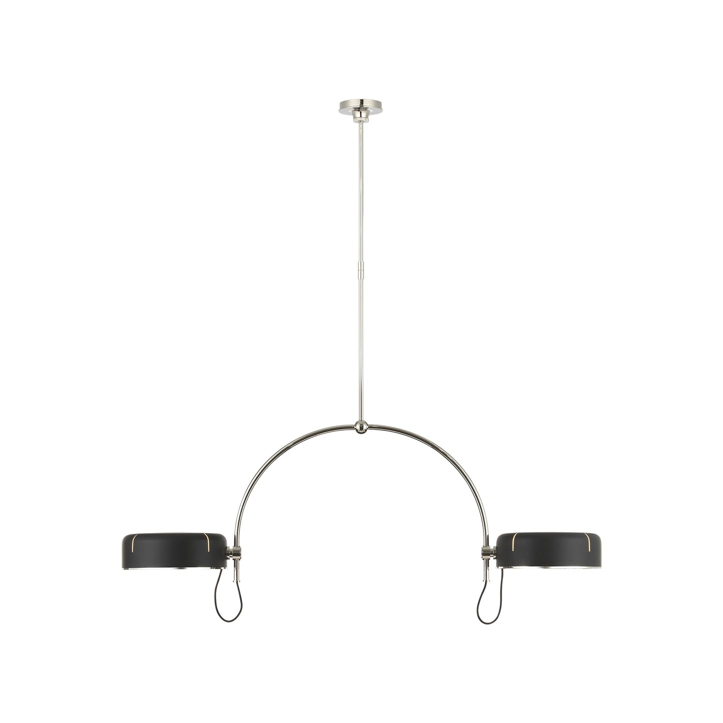 Oso LED Linear Arched Pendant Light in Polished Nickel/Matte Black (Small).