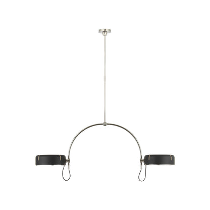 Oso LED Linear Arched Pendant Light in Polished Nickel/Matte Black (Small).