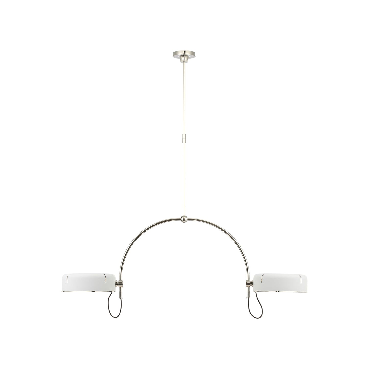 Oso LED Linear Arched Pendant Light in Polished Nickel/Matte White (Small).
