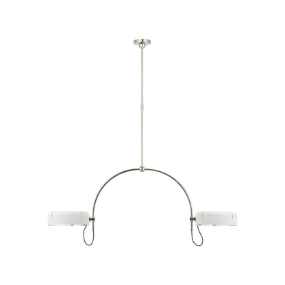 Oso LED Linear Arched Pendant Light in Polished Nickel/Matte White (Small).