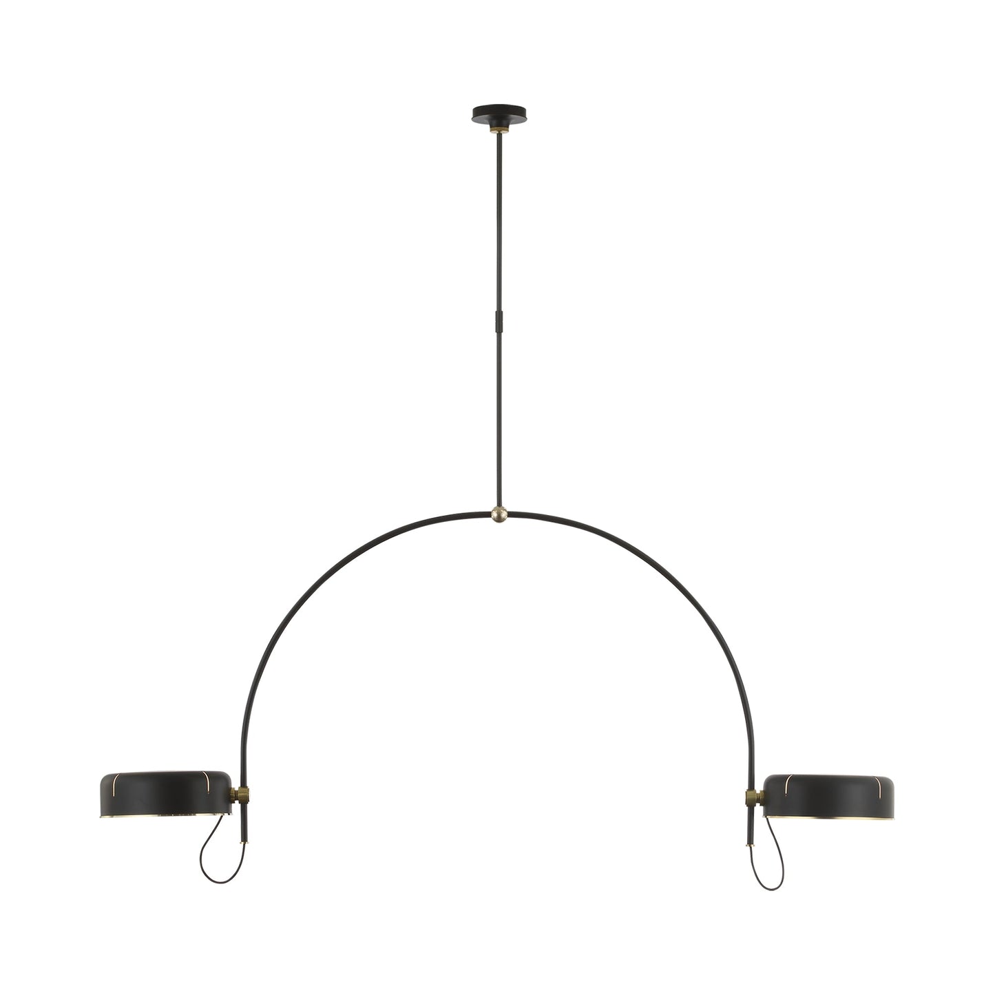 Oso LED Linear Arched Pendant Light in Modern Iron and Hand-Rubbed Antique Brass/Modern Iron (Large).