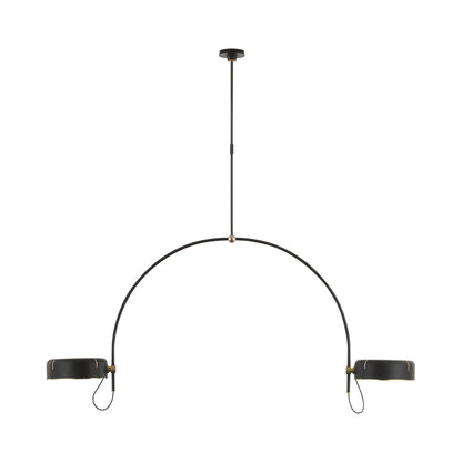 Oso LED Linear Arched Pendant Light in Modern Iron and Hand-Rubbed Antique Brass/Modern Iron (Large).