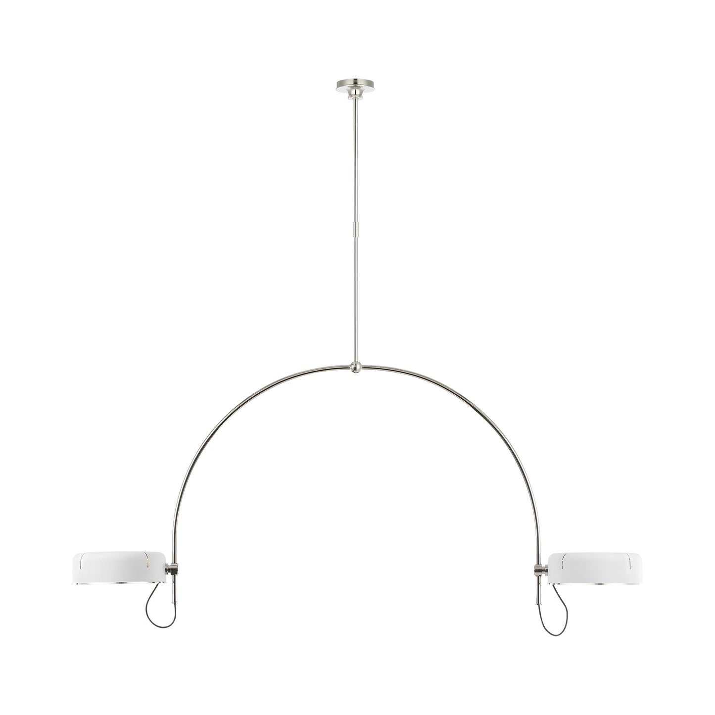 Oso LED Linear Arched Pendant Light in Polished Nickel/Matte White (Large).