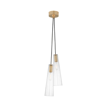 Osvaldo Pendant Light in Antique-Burnished Brass (2-Light).