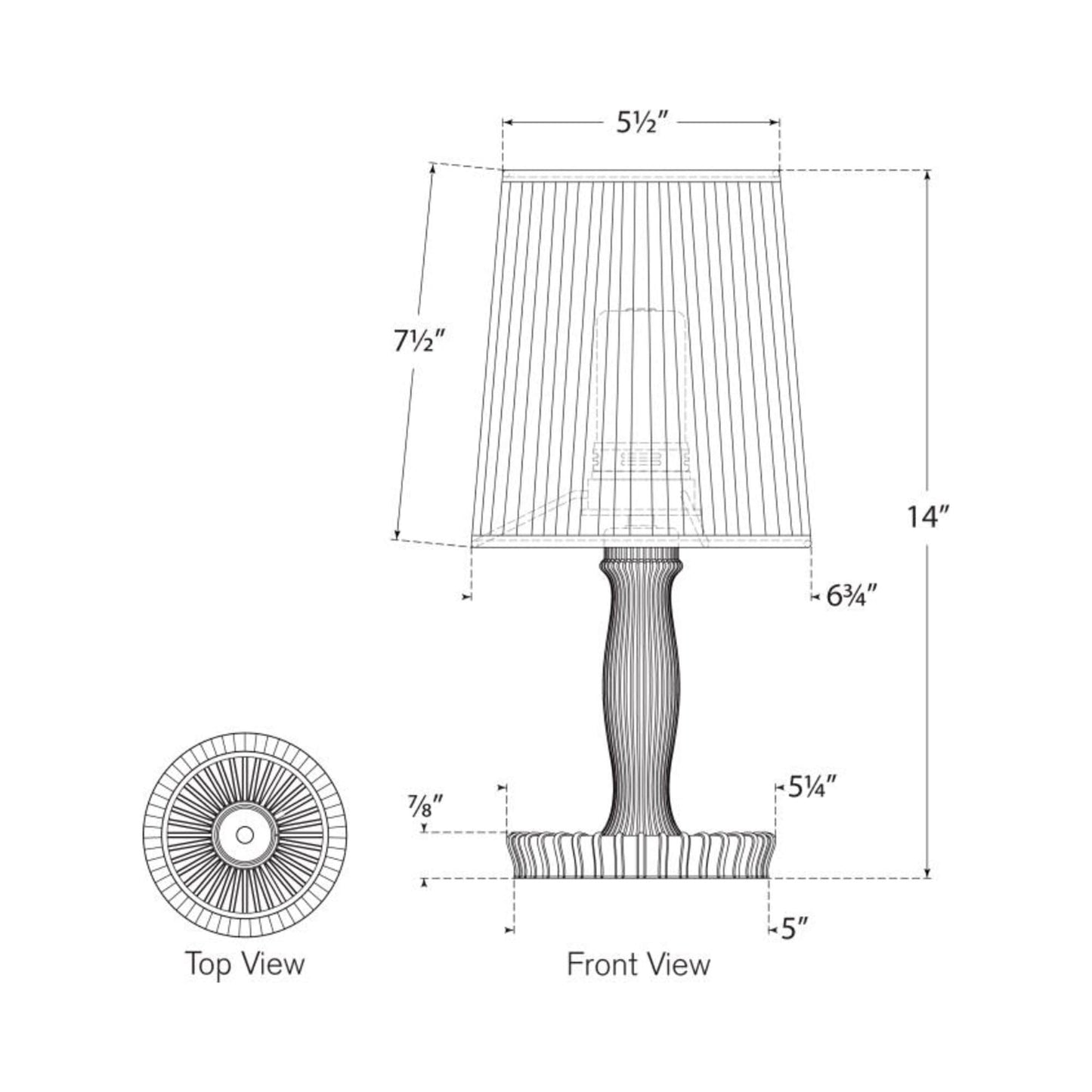 Ovid LED Rechargeable Table Lamp - line drawing.