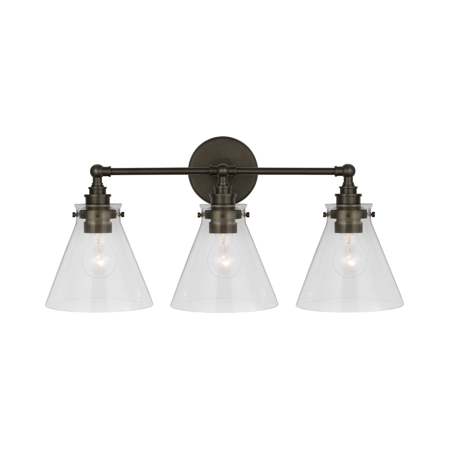 Parkington Bath Wall Light in Bronze (3-Light/Clear Glass).