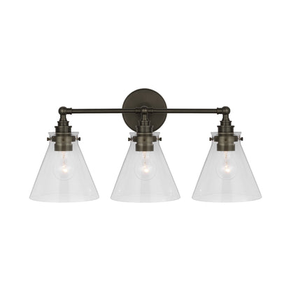 Parkington Bath Wall Light in Bronze (3-Light/Clear Glass).