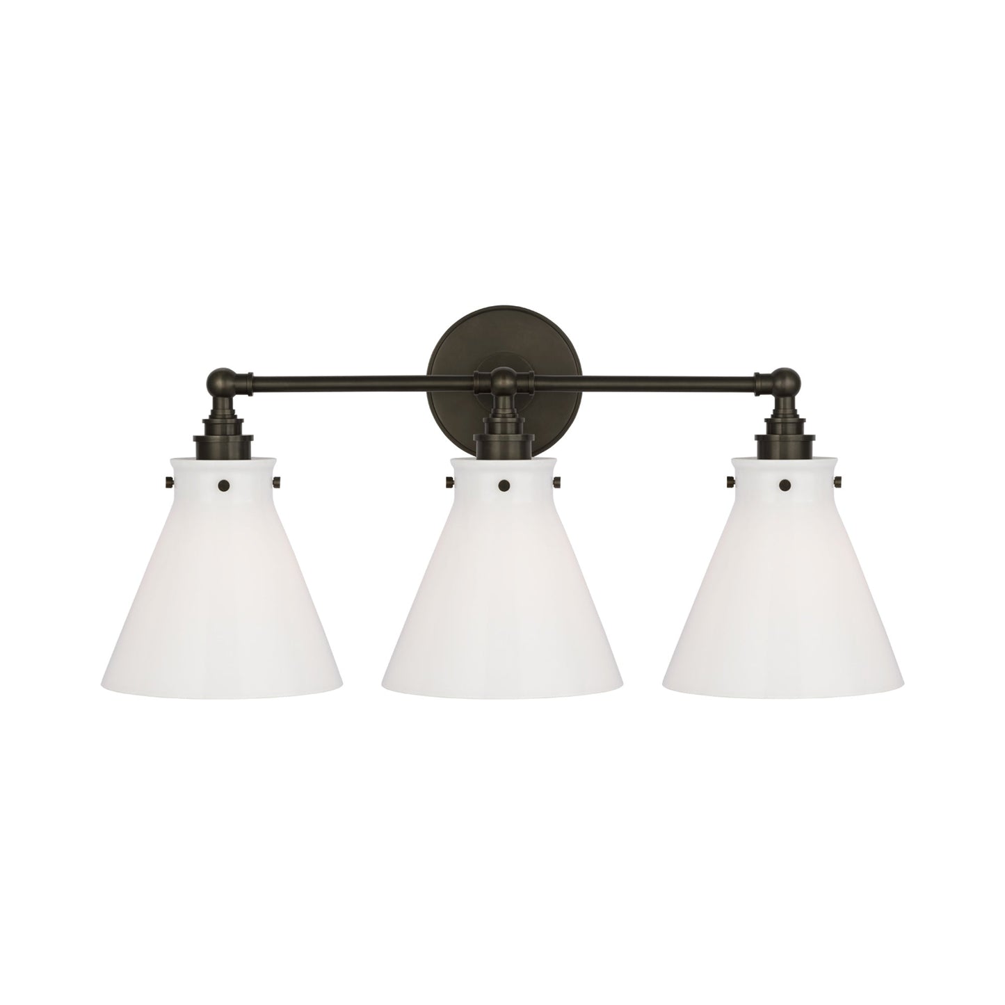 Parkington Bath Wall Light in Bronze (3-Light/White Glass).