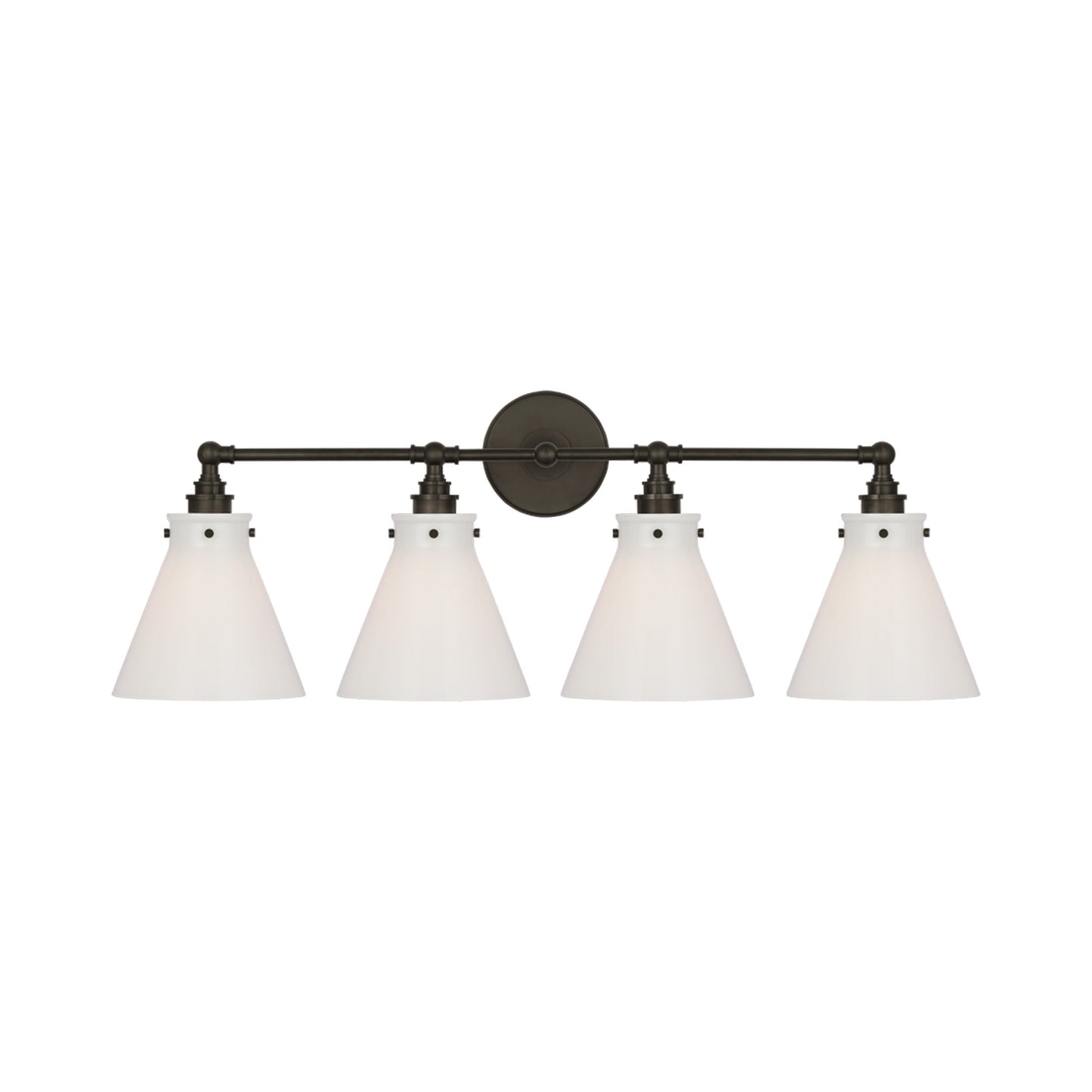 Parkington Bath Wall Light in Bronze (4-Light/White Glass).