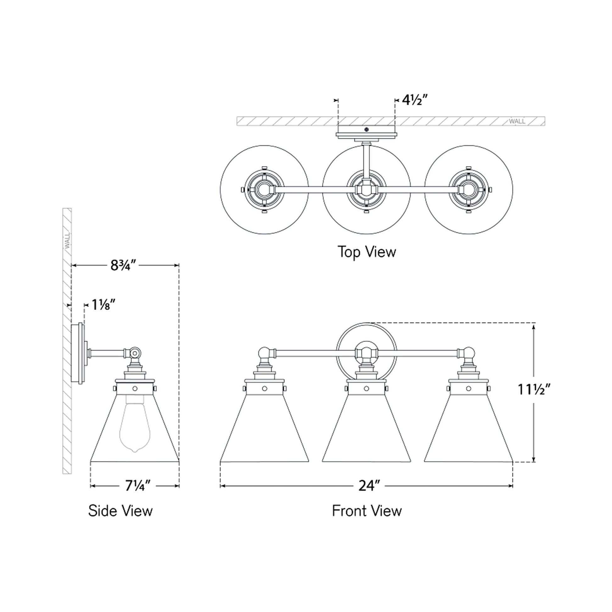 Parkington Bath Wall Light - line drawing.