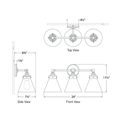 Parkington Bath Wall Light - line drawing.