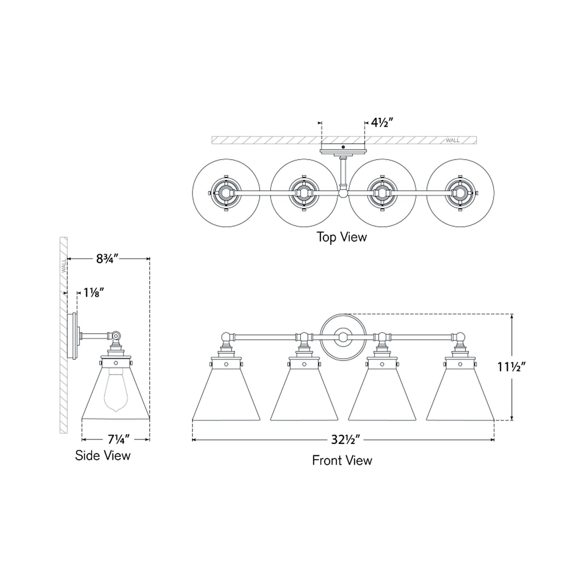 Parkington Bath Wall Light - line drawing.