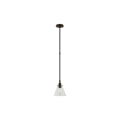 Parkington Conical Pendant Light in Bronze (7.25-Inch/Clear Glass).