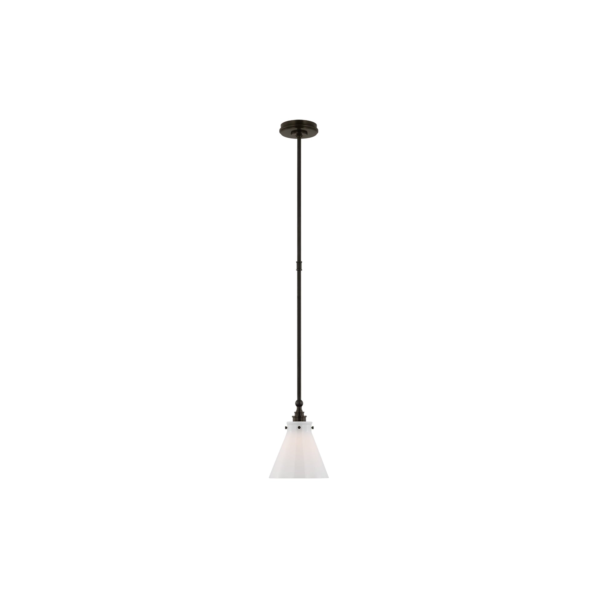 Parkington Conical Pendant Light in Bronze (7.25-Inch/White Glass).
