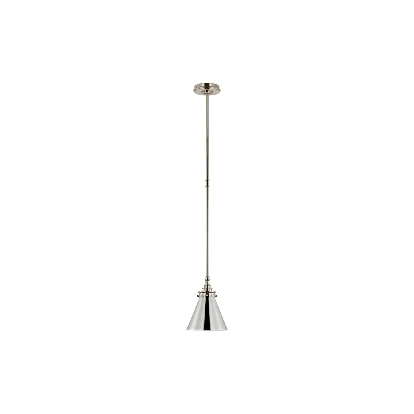 Parkington Conical Pendant Light in Polished Nickel (7.25-Inch/Polished Nickel).
