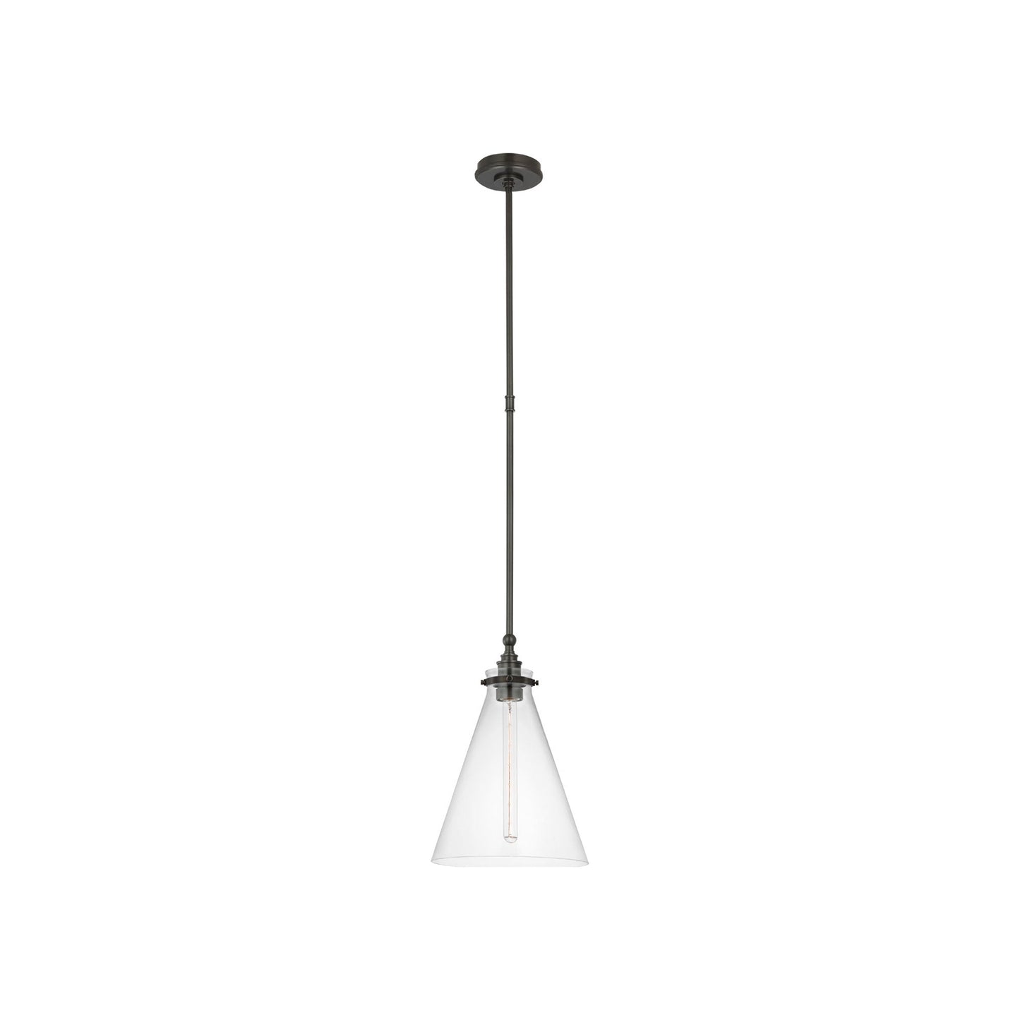 Parkington Conical Pendant Light in Bronze (11-Inch/Clear Glass).