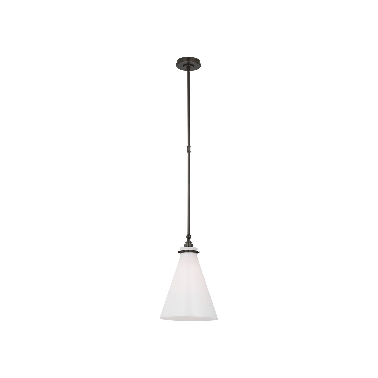 Parkington Conical Pendant Light in Bronze (11-Inch/White Glass).