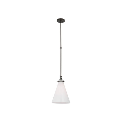 Parkington Conical Pendant Light in Bronze (11-Inch/White Glass).