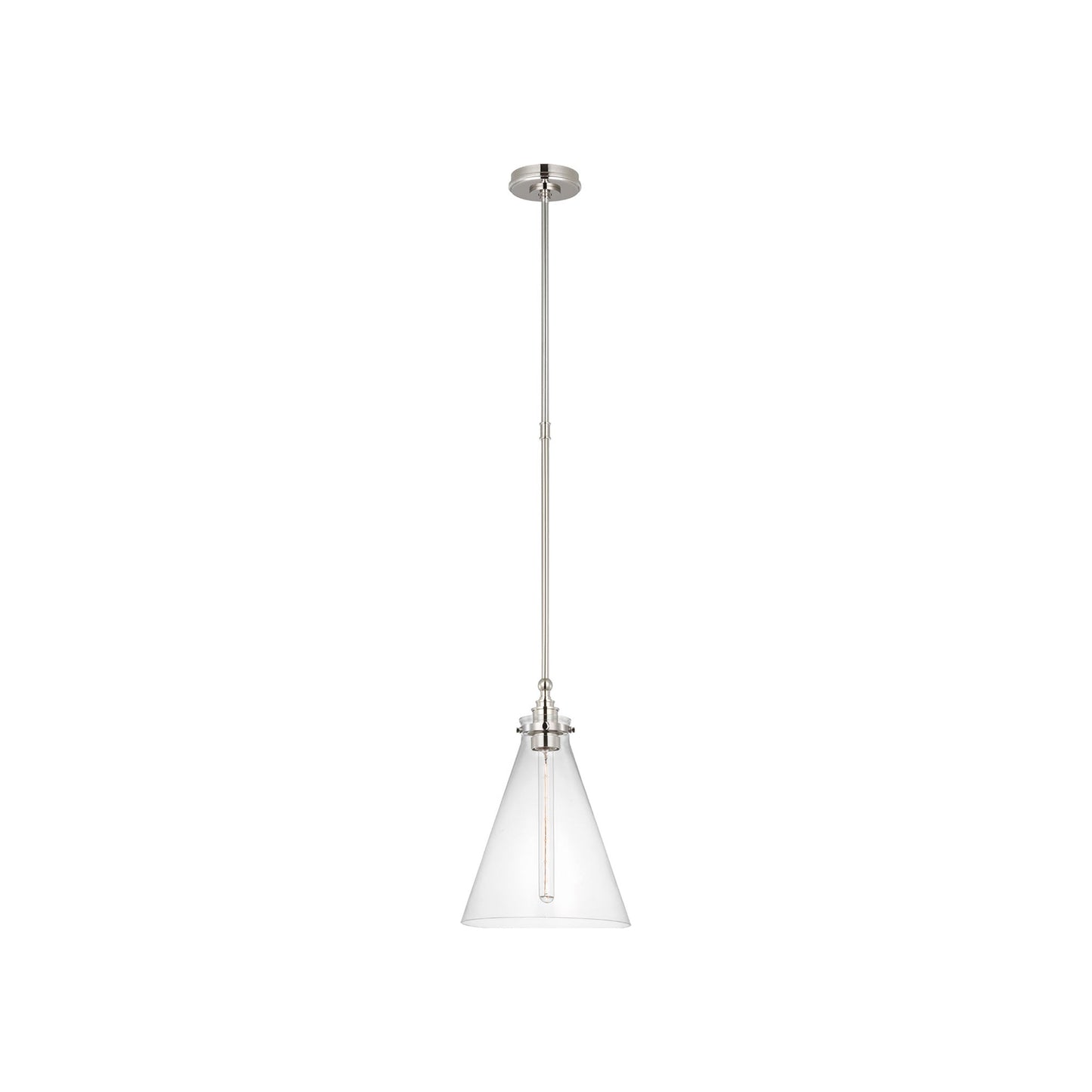Parkington Conical Pendant Light in Polished Nickel (11-Inch/Clear Glass).