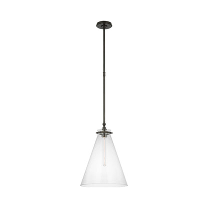 Parkington Conical Pendant Light in Bronze (15.25-Inch/Clear Glass).