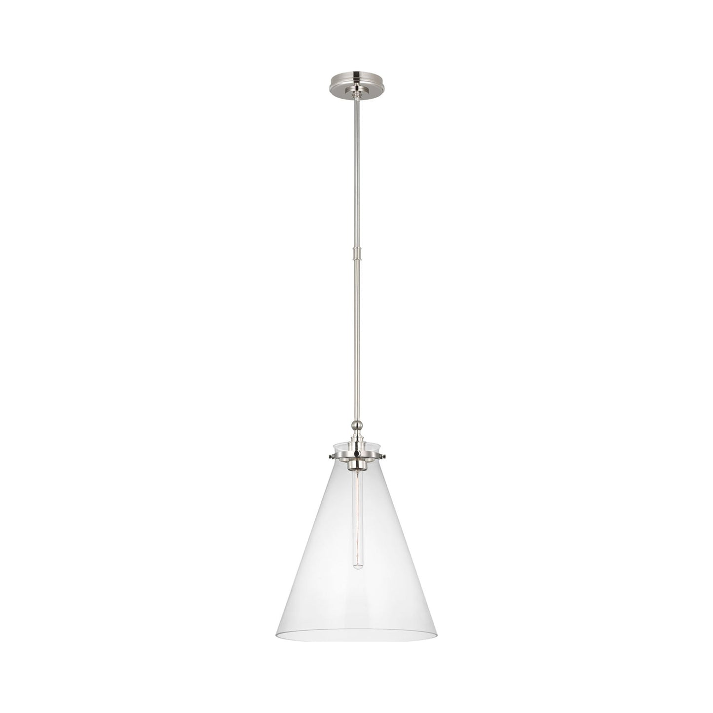 Parkington Conical Pendant Light in Polished Nickel (15.25-Inch/Clear Glass).