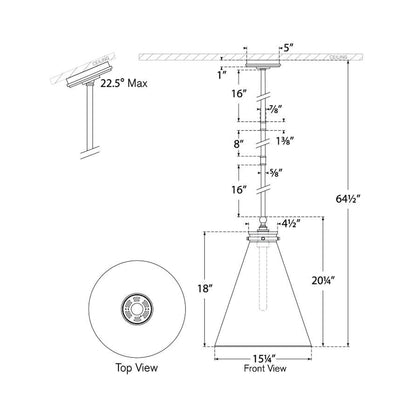 Parkington Conical Pendant Light - line drawing.