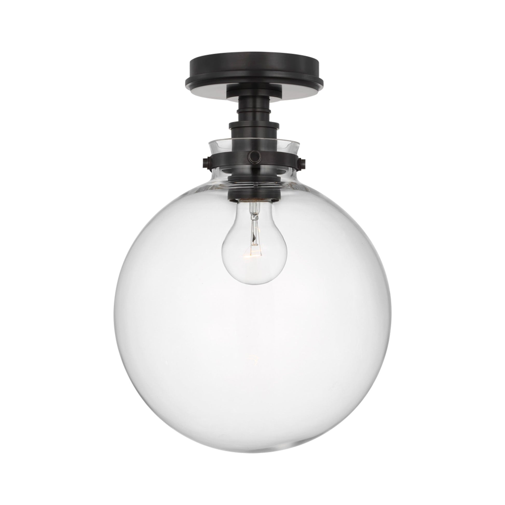 Parkington Globe Flush Mount Ceiling Light in Bronze (Clear Glass).