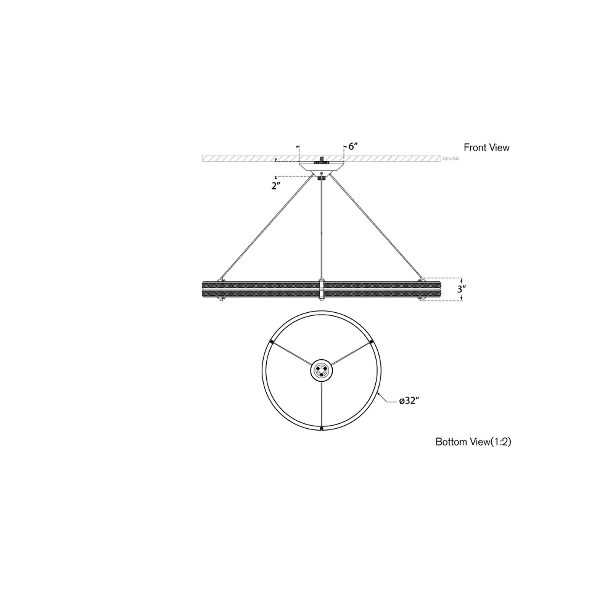 Paxton LED Chandelier - line drawing.