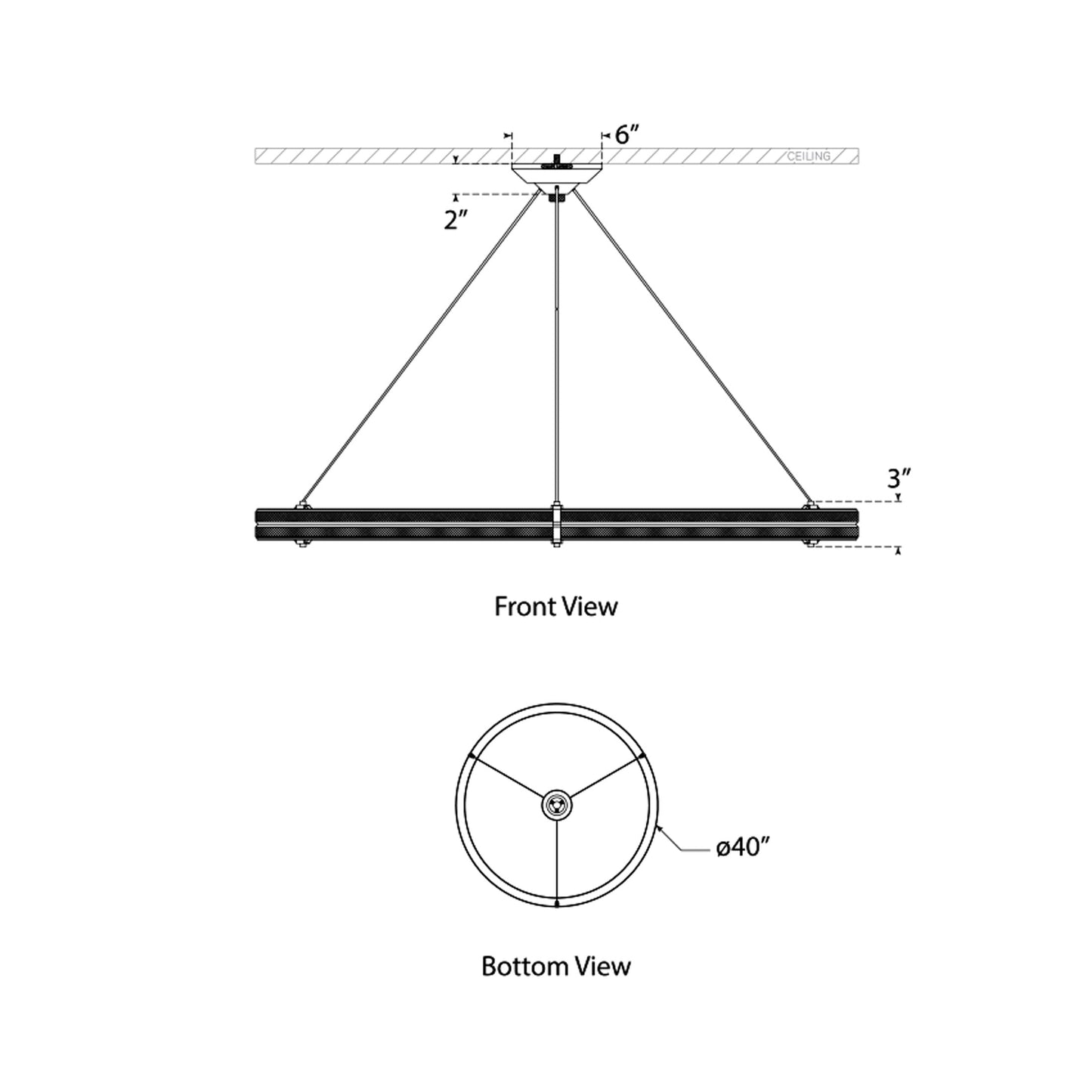 Paxton LED Chandelier - line drawing.