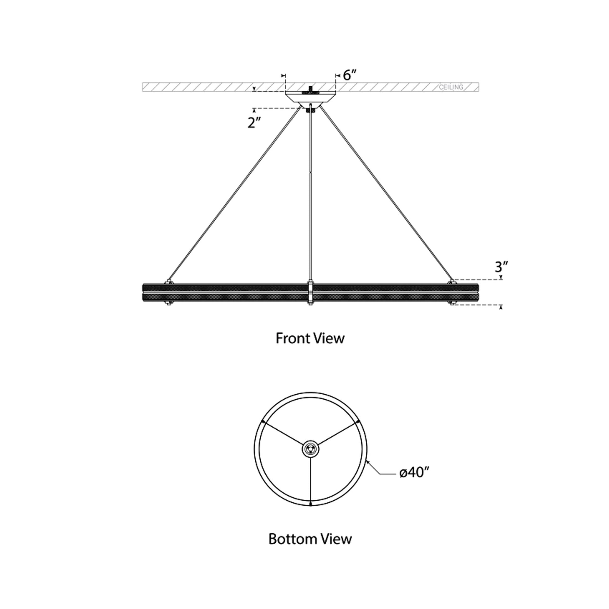 Paxton LED Chandelier - line drawing.