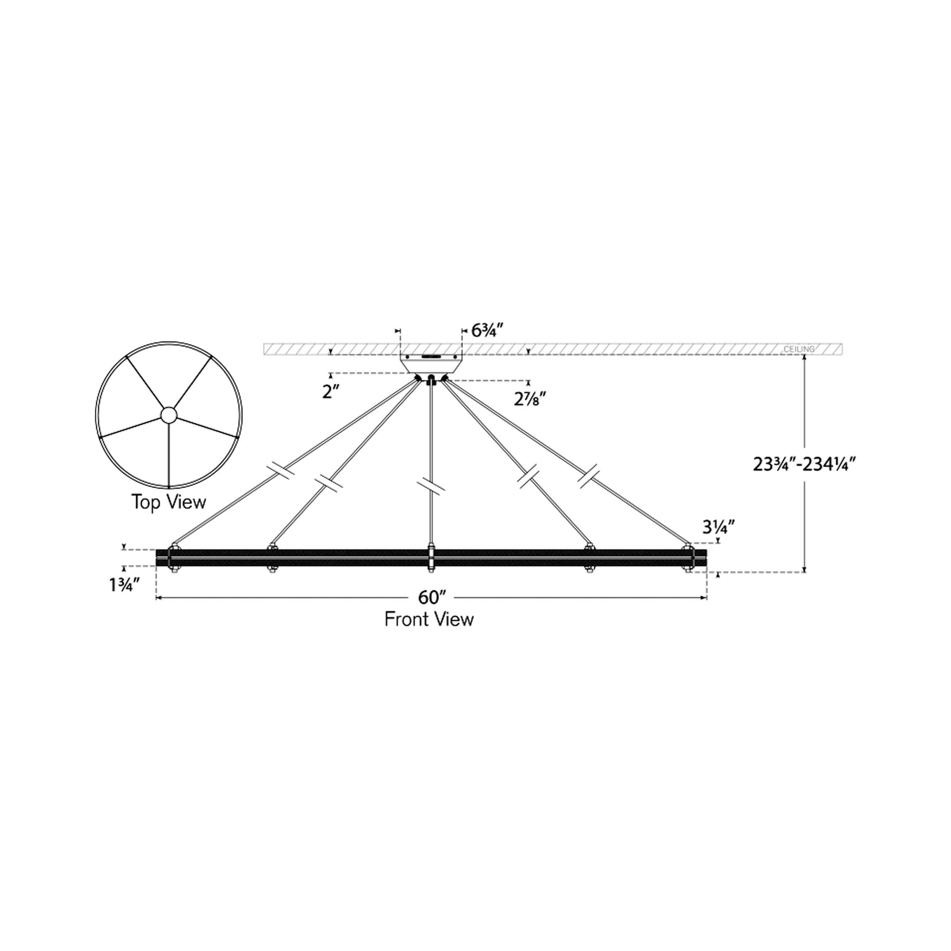 Paxton LED Chandelier - line drawing.