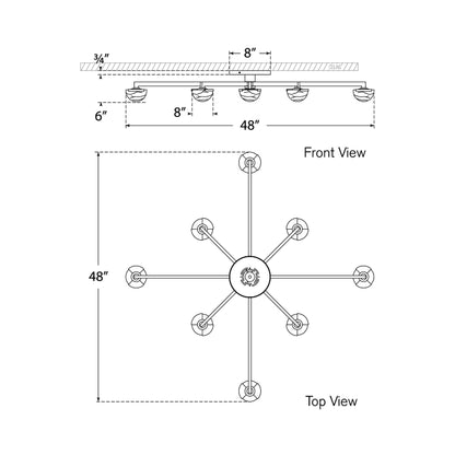 Pedra LED Flush Mount Ceiling Light - line drawing.