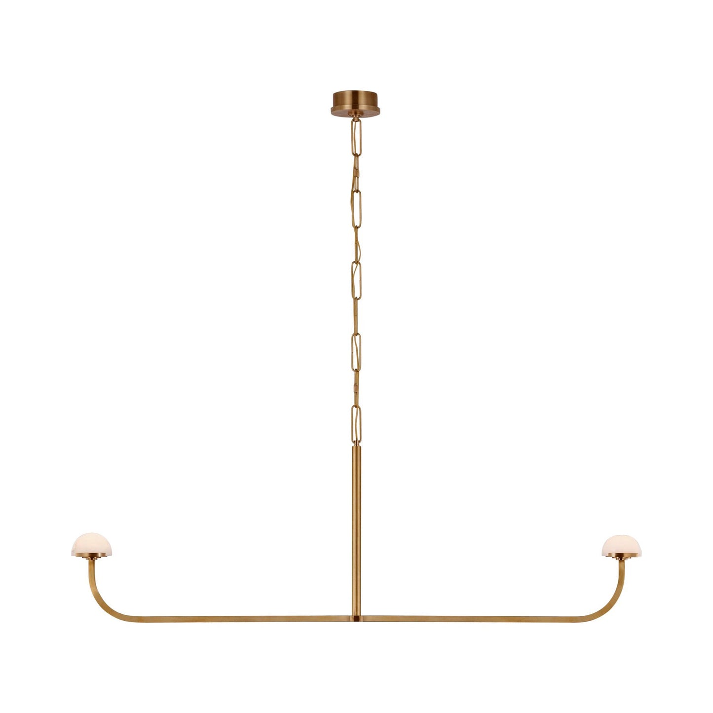 Pedra LED Linear Chandelier in Antique-Burnished Brass.