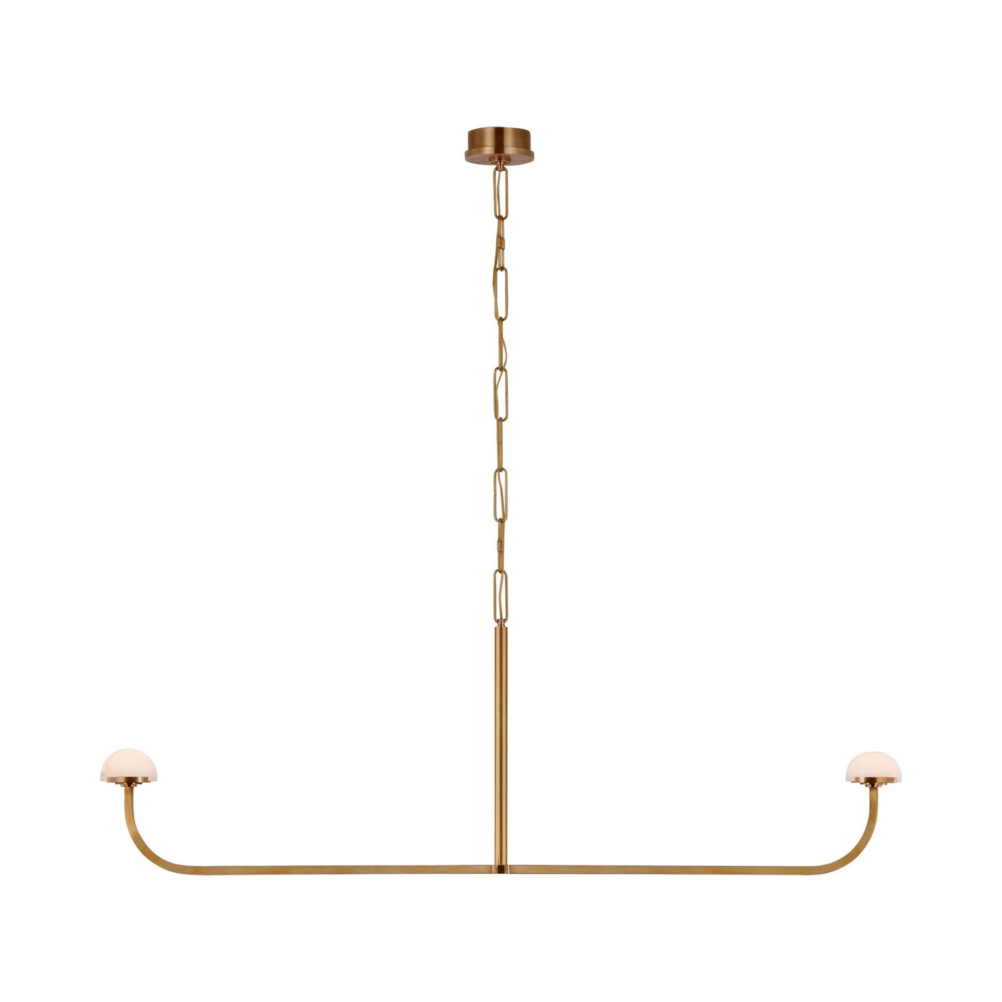 Pedra LED Linear Chandelier in Antique-Burnished Brass.