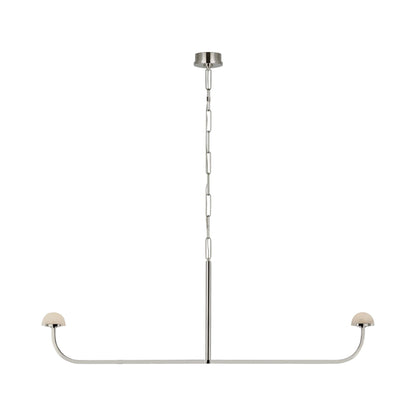 Pedra LED Linear Chandelier in Polished Nickel.