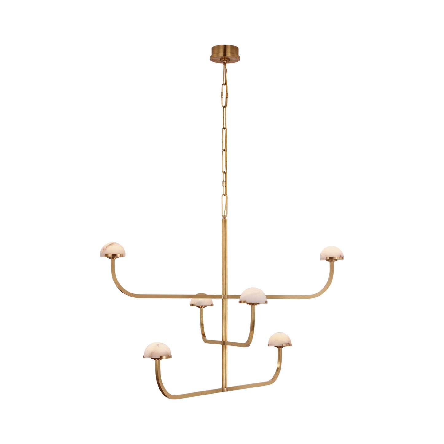 Pedra LED Shallow Chandelier in Antique-Burnished Brass (3-Tier).