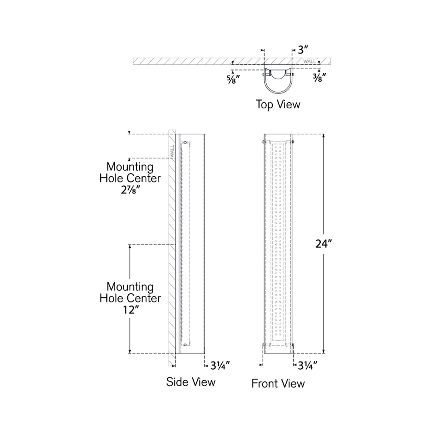 Penhold LED Bath Wall Light - line drawing.