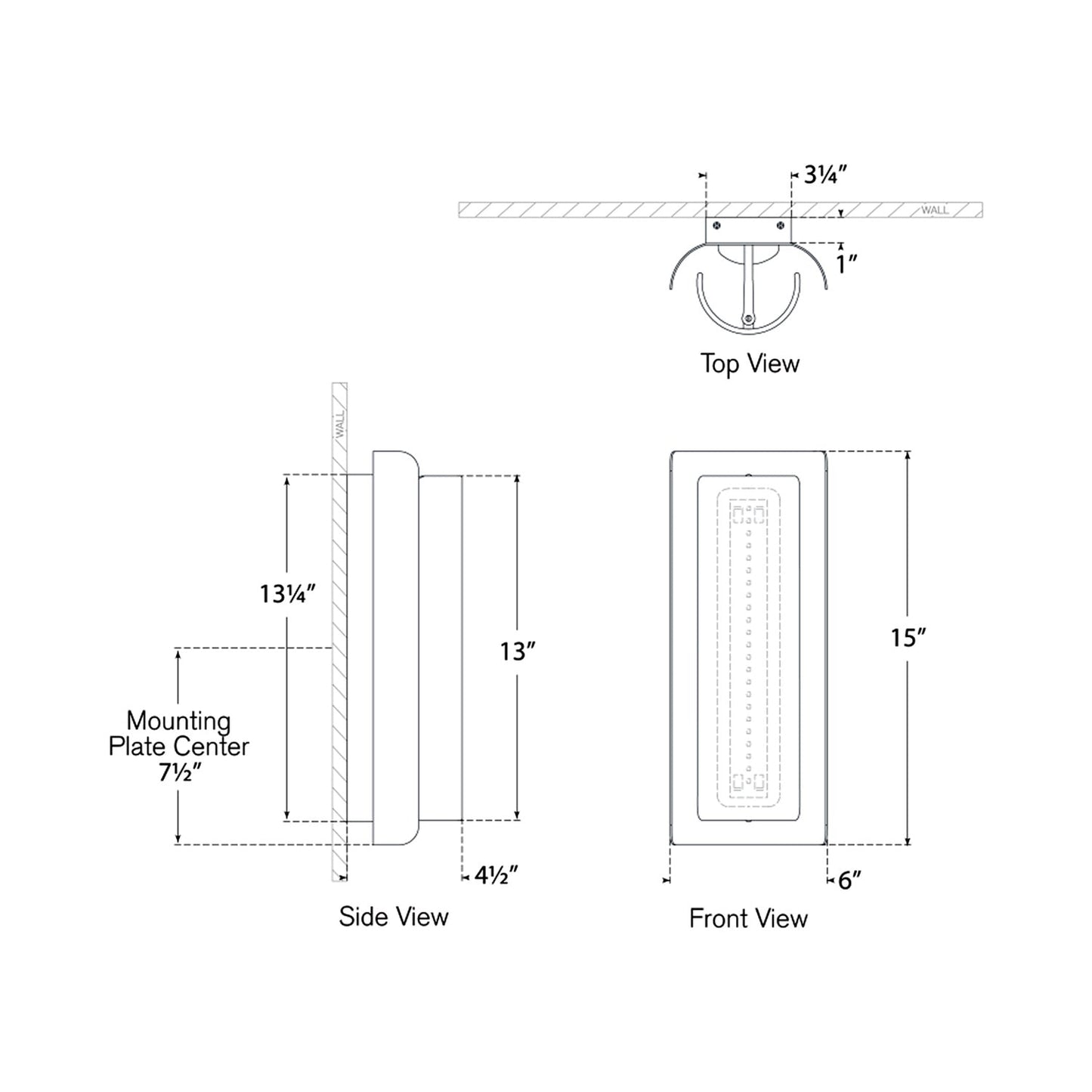 Penumbra LED Wall Light - line drawing.