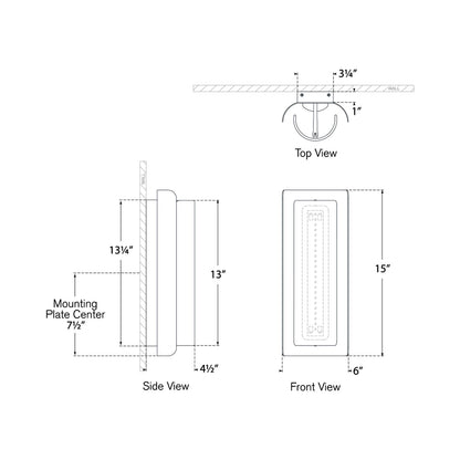 Penumbra LED Wall Light - line drawing.