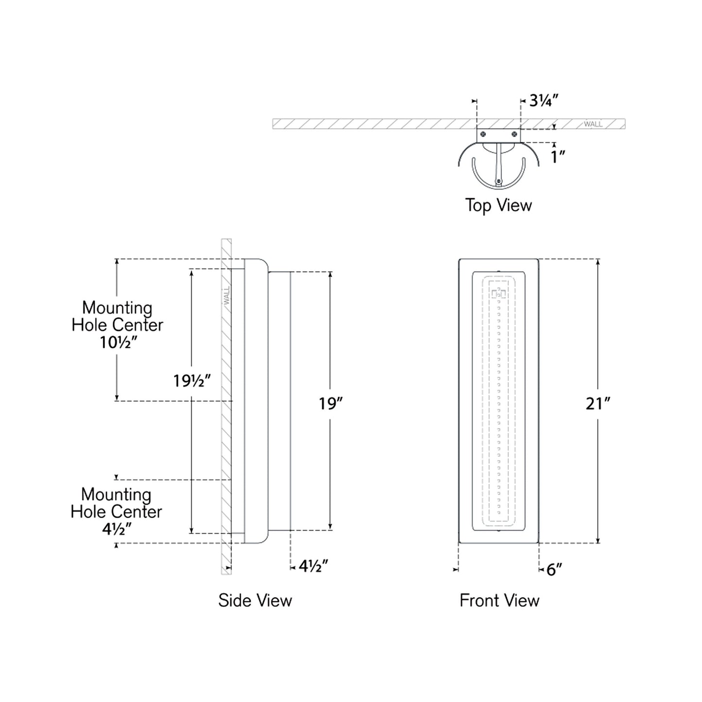 Penumbra LED Wall Light - line drawing.