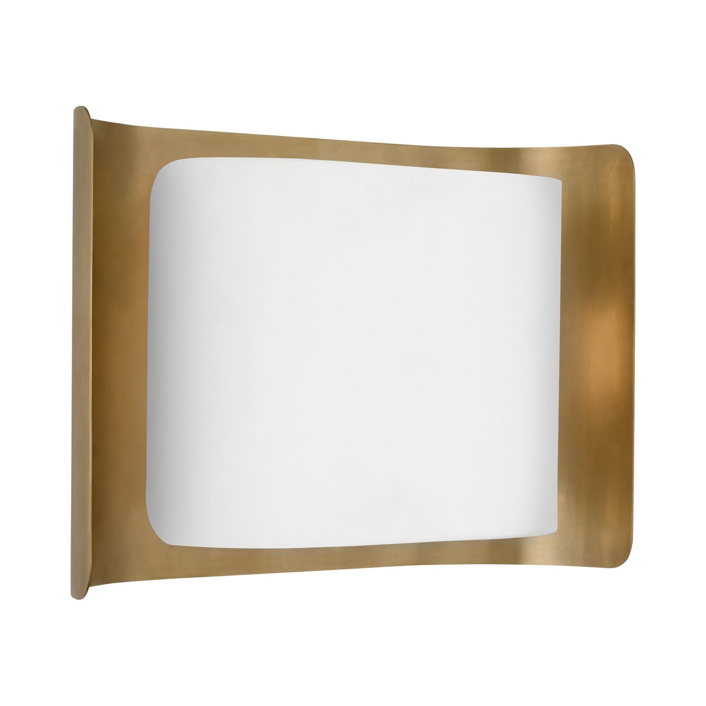 Penumbra Wide LED Wall Light in Hand-Rubbed Antique Brass/White.