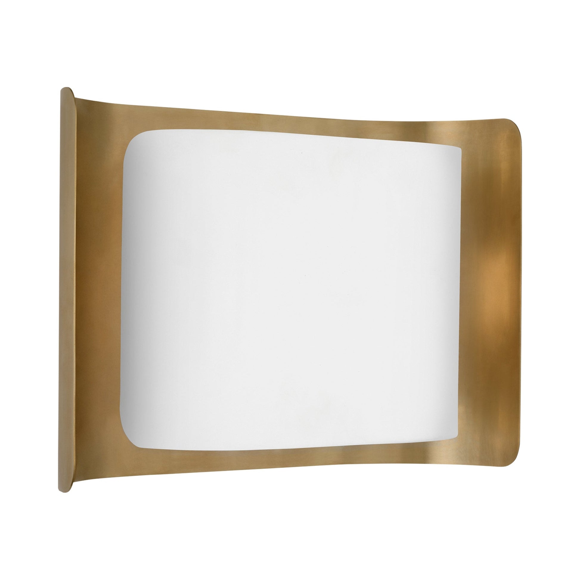 Penumbra Wide LED Wall Light in Hand-Rubbed Antique Brass/White.